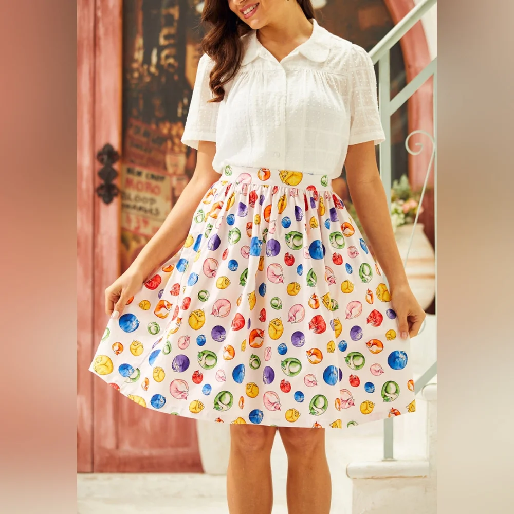 NWT Modcloth More Than Charming Cat Skirt Size XL - Picture 4 of 13